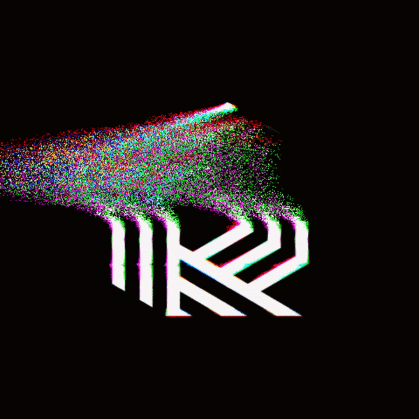 Animated Rerun logo with a glitch effect