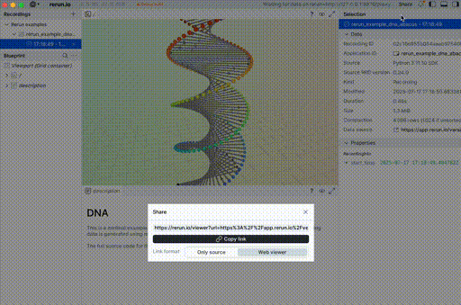 Rerun Viewer sharing a link